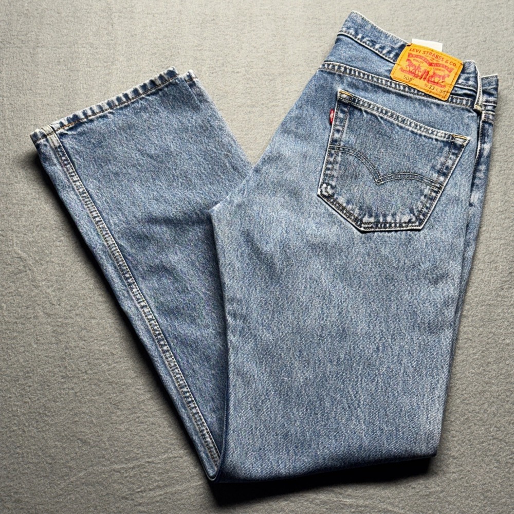 Levi's 505 Regular Fit Straight Leg Blue Denim Jeans Mens 33x34 Medium Wash